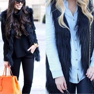 black shaggy vest sleeveless women cardigan sweater